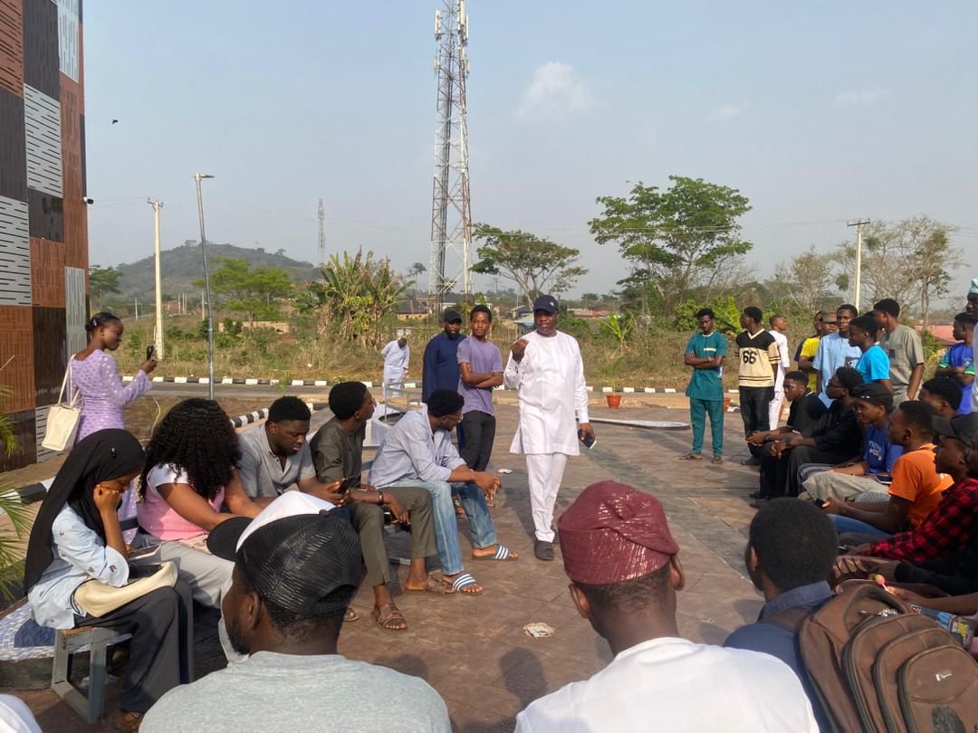 Students and mentors gathering for an outdoor session.
