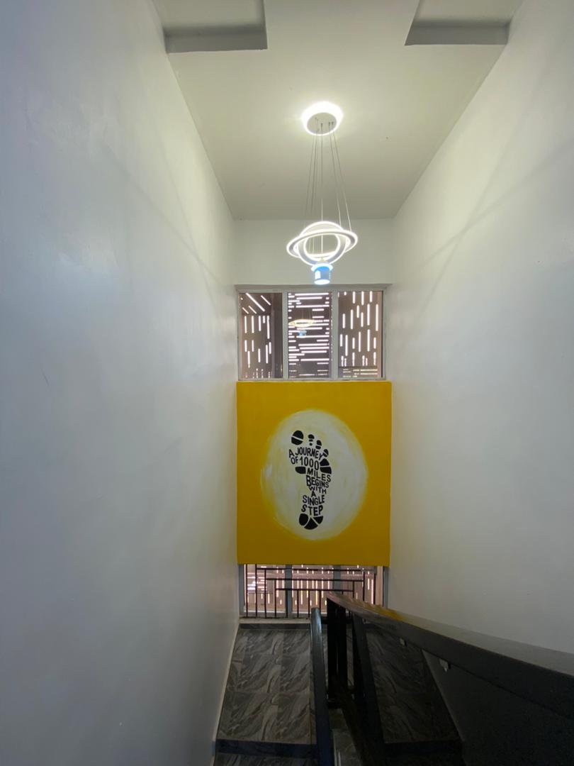 A modern stairwell view with intentional design.