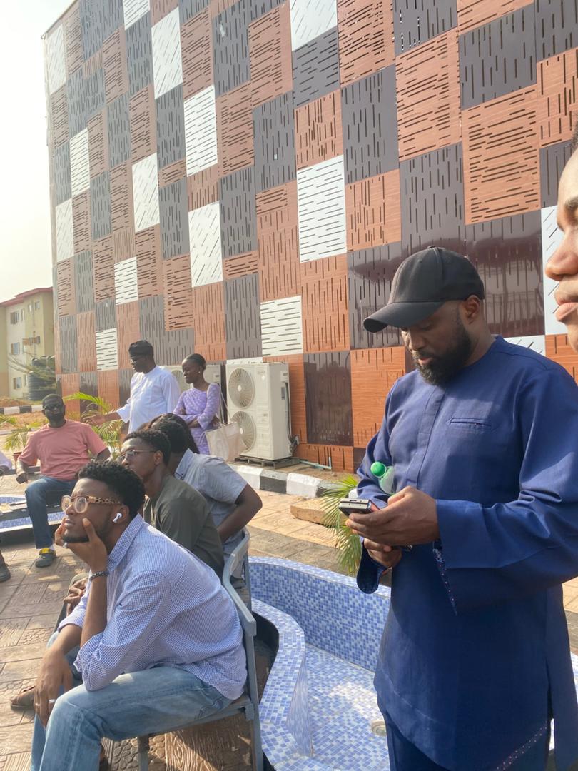 Leadership addressing stakeholders.