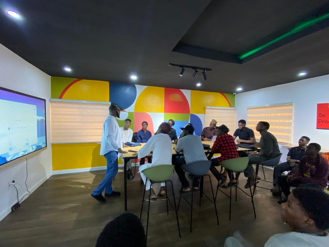 Tech hall atmosphere.