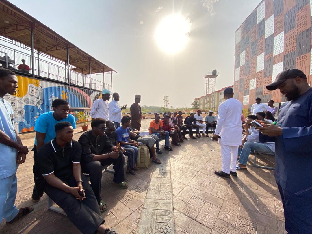 Group of students in the lobby.