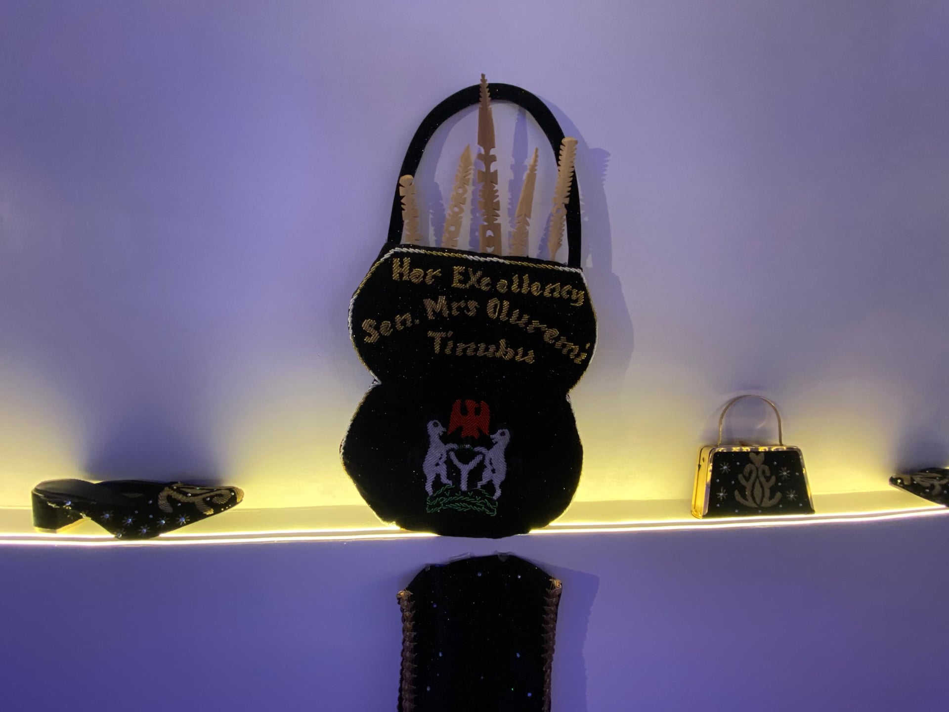 Center memorabilia shelves.